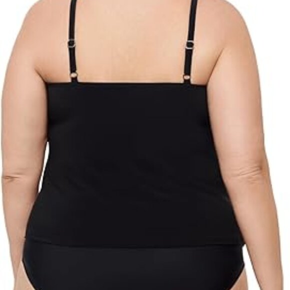 Aqua Green Women's Standard Triple Tier Tankini Top Black - Picture 3 of 4